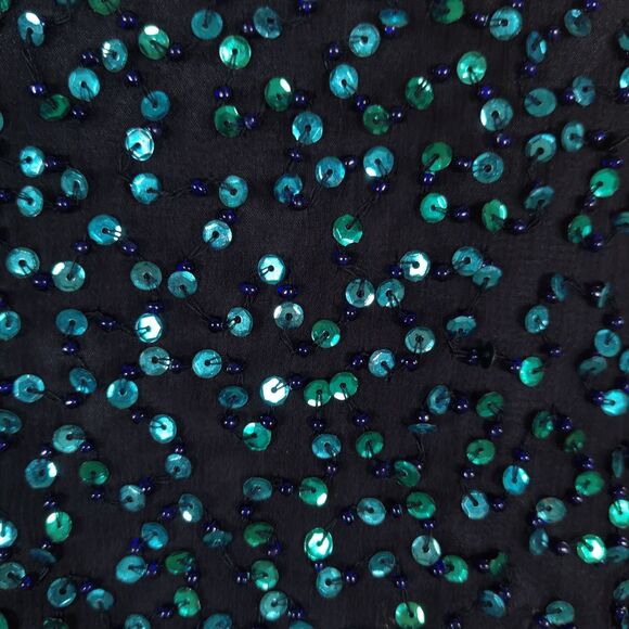 Vintage 90s Sequin Formal Prom Evening Dress Size L Halter Neck Thigh Slit - Picture 14 of 16